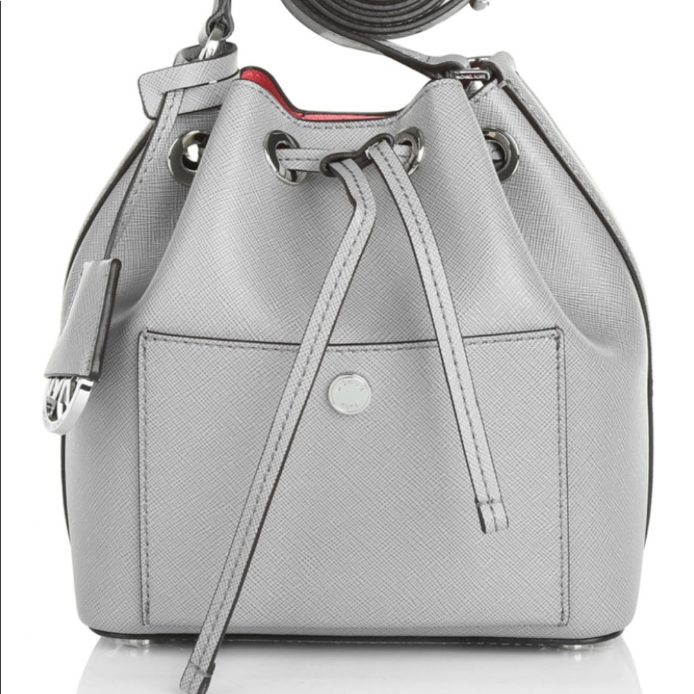 MICHAEL KORS Grey leather bucket bag